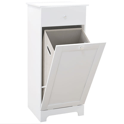 HOMCOM Single Hamper Laundry Storage Cabinet - White