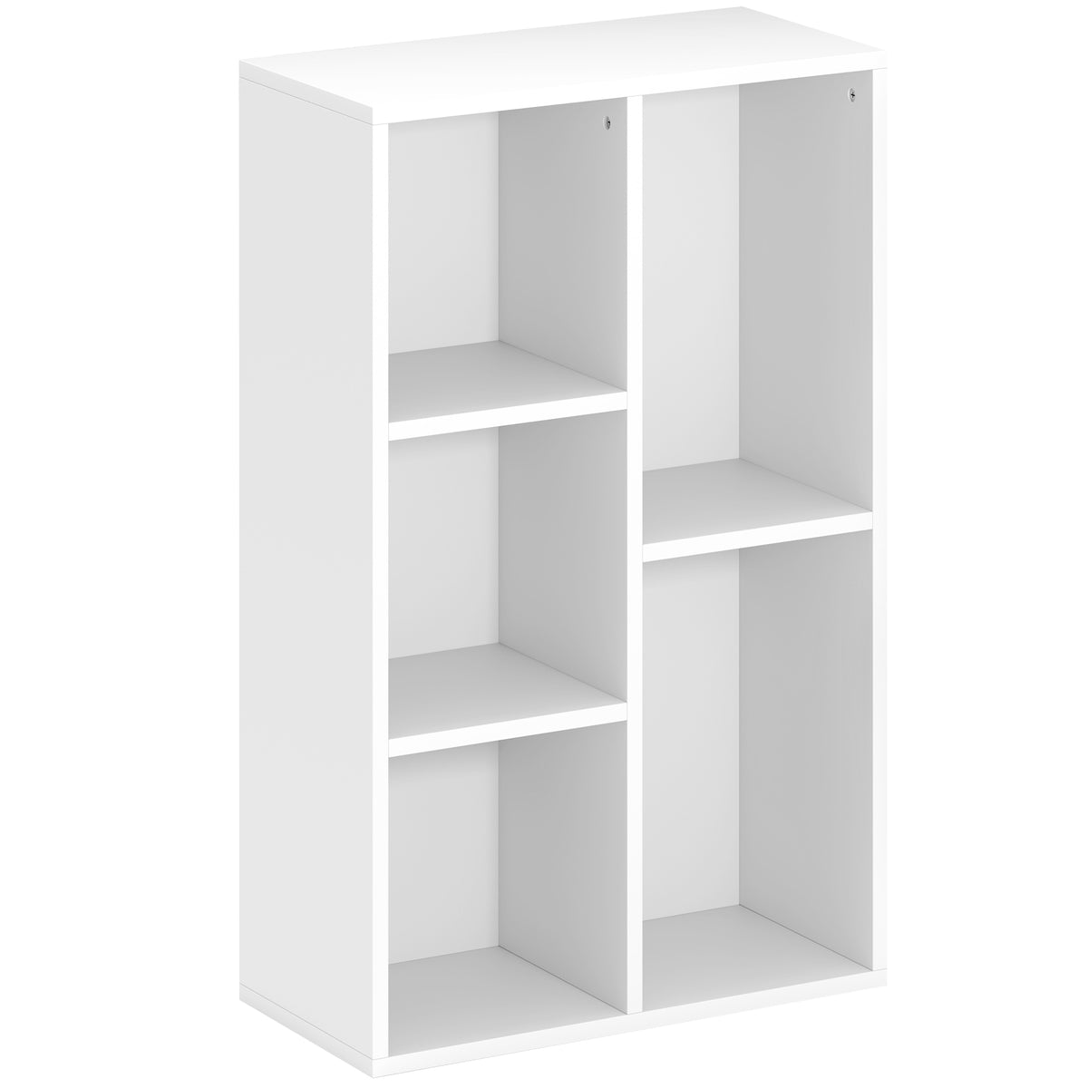 HOMCOM 2-Tier Bookshelf with 5 Compartments - White