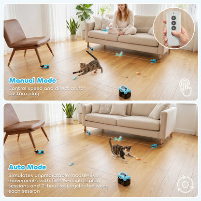 PawHut Interactive Cat Toy for Indoor Kittens & Adult with Adjustable Speed, DIY Track & Mouse Sound