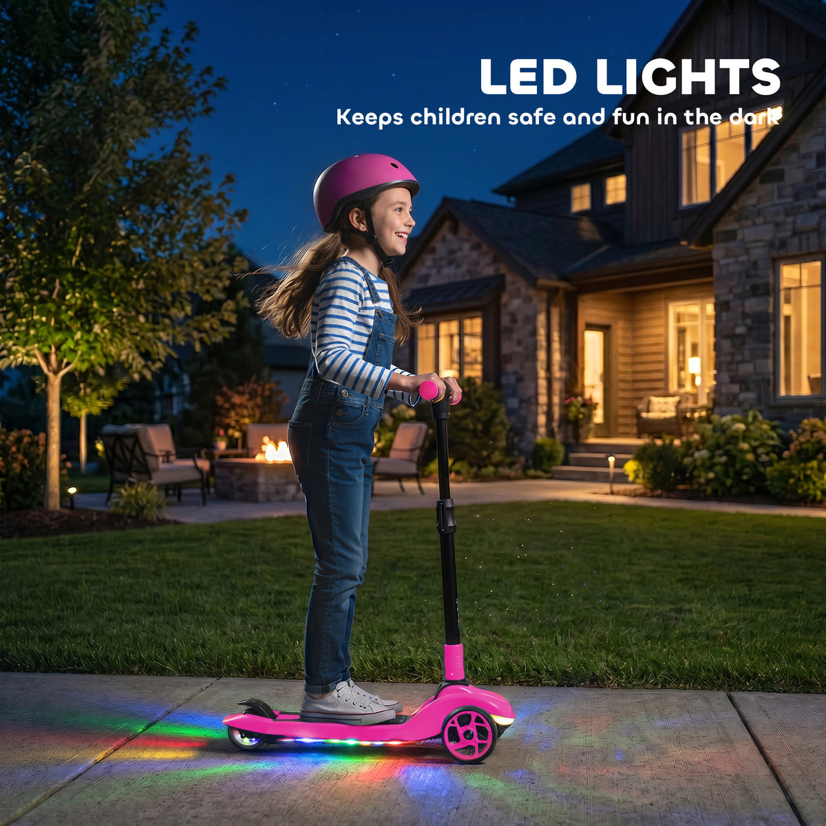 AIYAPLAY Three-Wheel Foldable Electric Scooter for Kids Aged 6-10 Years, Pink