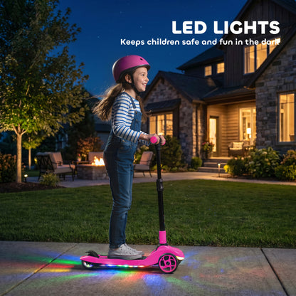 AIYAPLAY Three-Wheel Foldable Electric Scooter for Kids Aged 6-10 Years, Pink
