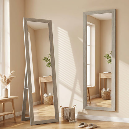 HOMCOM Full Length Mirror, 37 x 157 cm, Hanging or Freestanding, Rectangular Full Body Mirror for Living Room, Bedroom, Grey