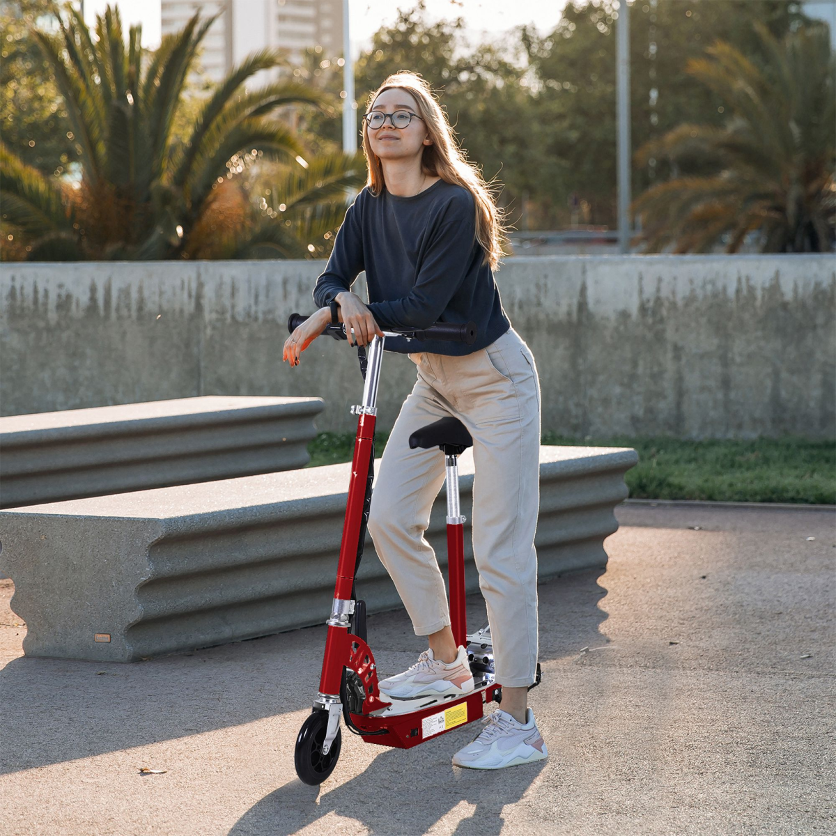 Teen Foldable Electric Scooter Battery 12V 120W w/ Brake Kickstand HOMCOM