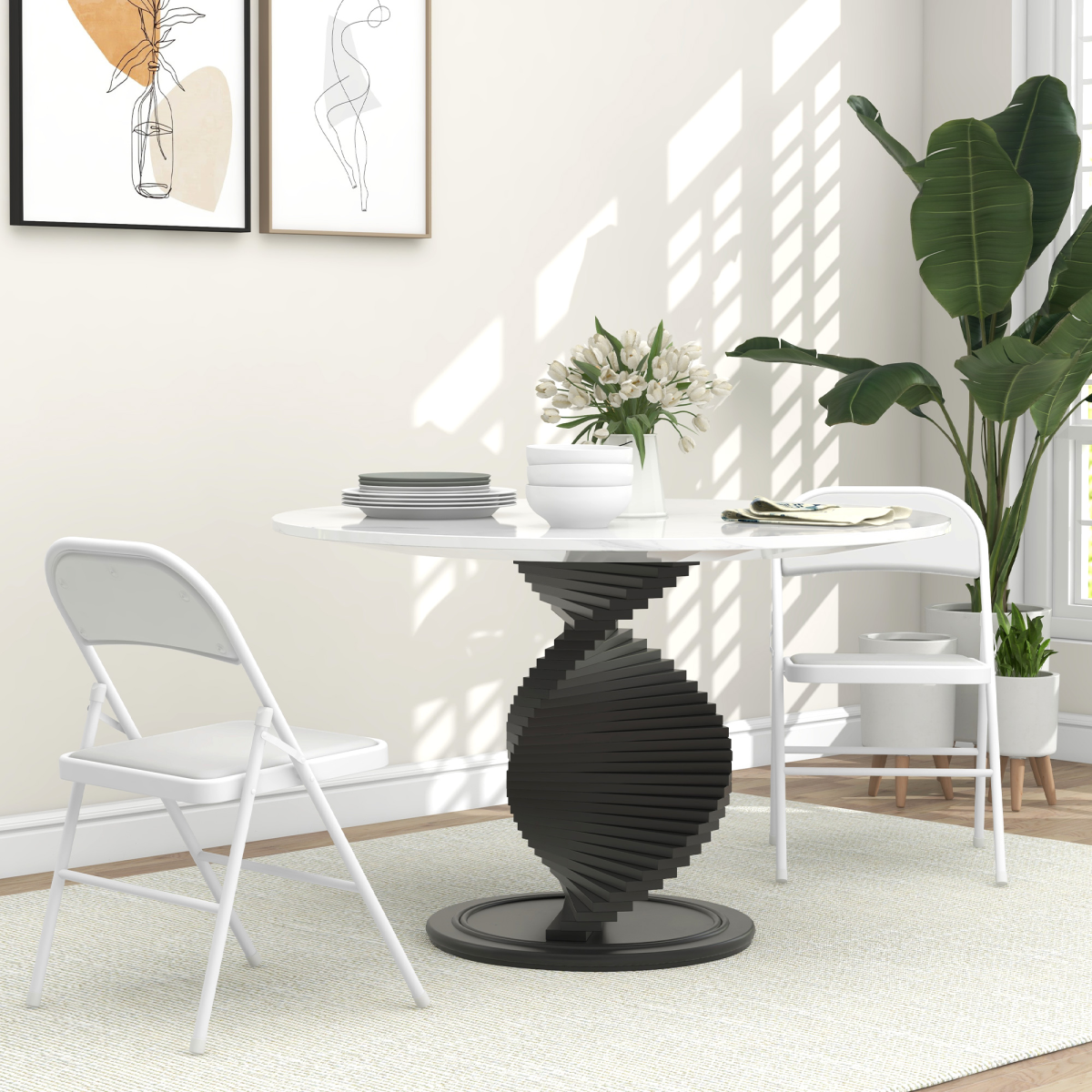 HOMCOM 2 Pack Padded Folding Chairs with Cushioned Seat and Metal Frame White