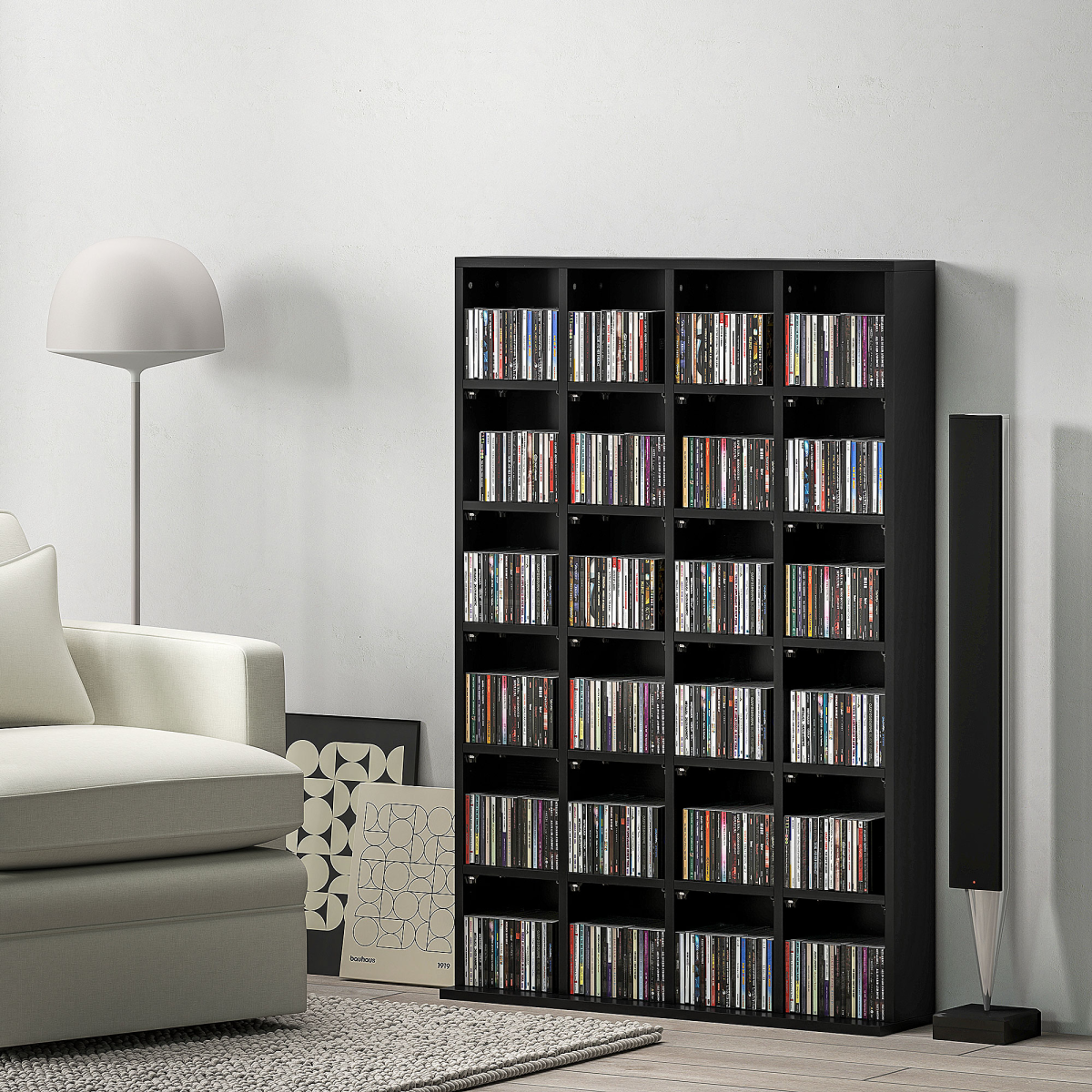 HOMCOM DVD CD Media Storage Rack, Video Display Unit, 89 x 130.5 cm, Black