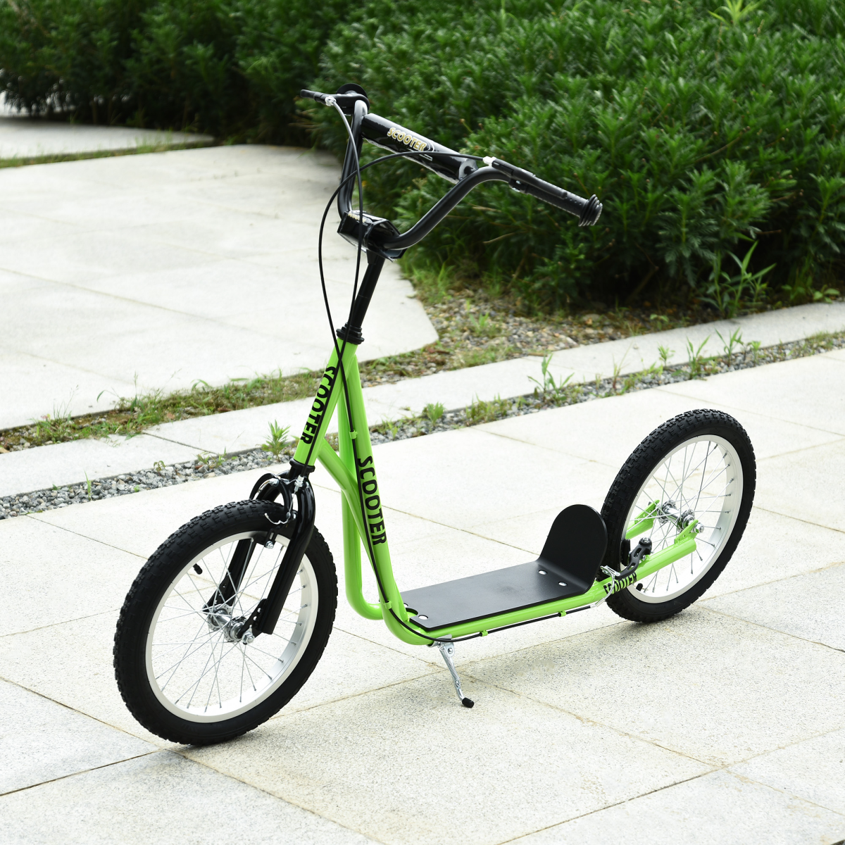 HOMCOM 90-96cm Kids Kick Scooter Adjustable Handlebar Inflatable Wheels Green