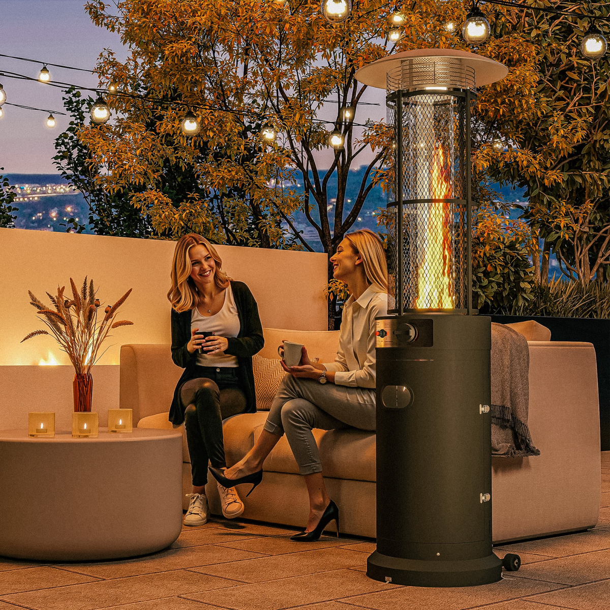 Outsunny 11 KW Gas Patio Heater, Propane Heater with Tip-Over Switch, Black