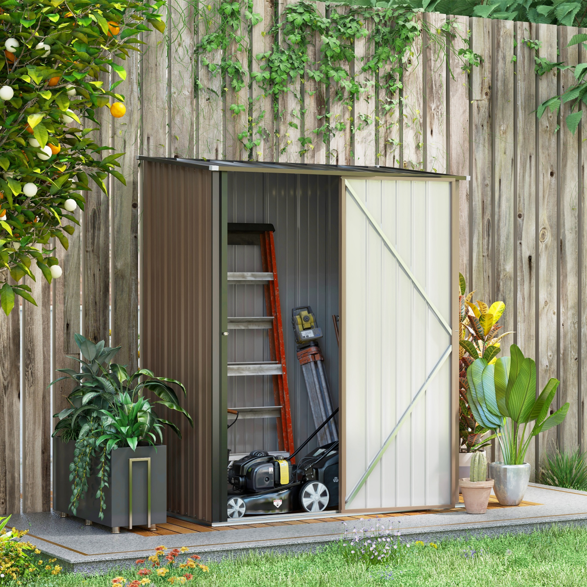 Outdoor Storage Shed Steel Garden Shed w/ Lockable Door for Backyard Outsunny