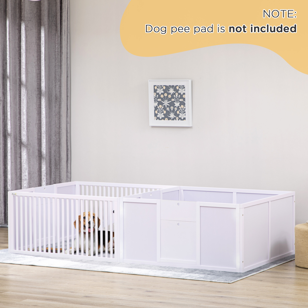 7 Panels Puppy Pen for Indoors, with Three Doors, Two-Room Design
