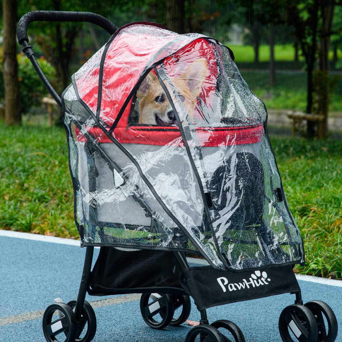 Dog Pram Rain Cover with Front, Rear Entry