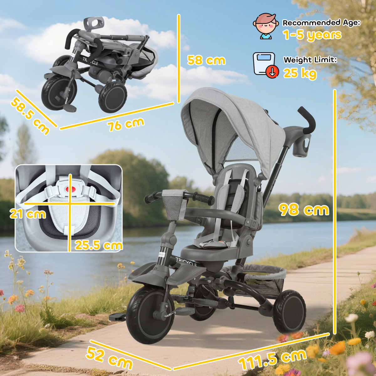 Kids Trike with Adjustable Backrest