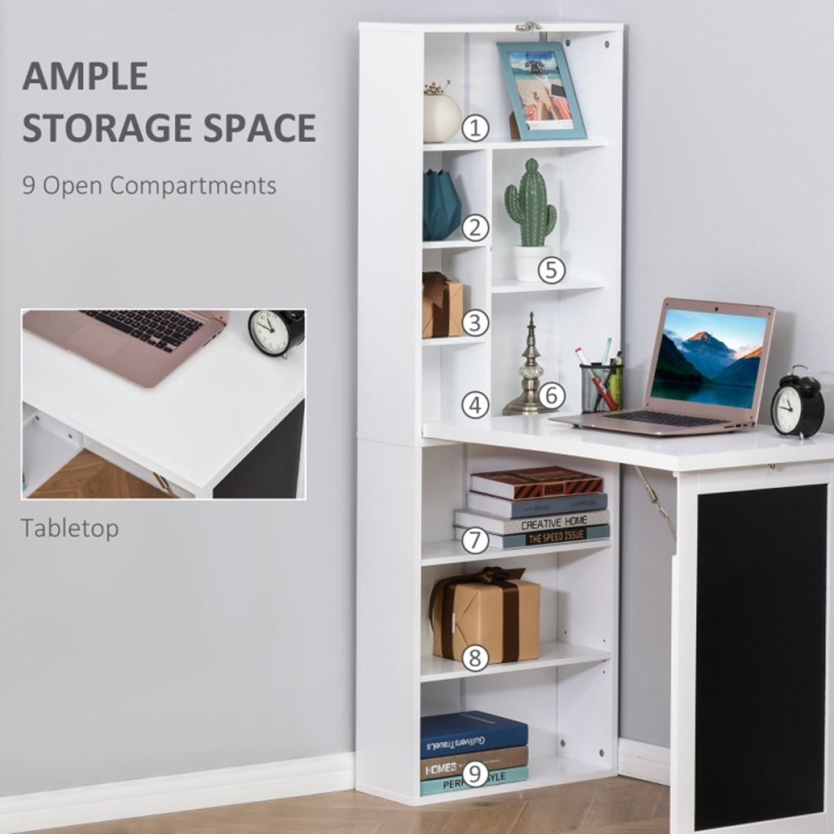 Wall Mount Desk Cabinet  38.5" W x 20" D x 60.25" H