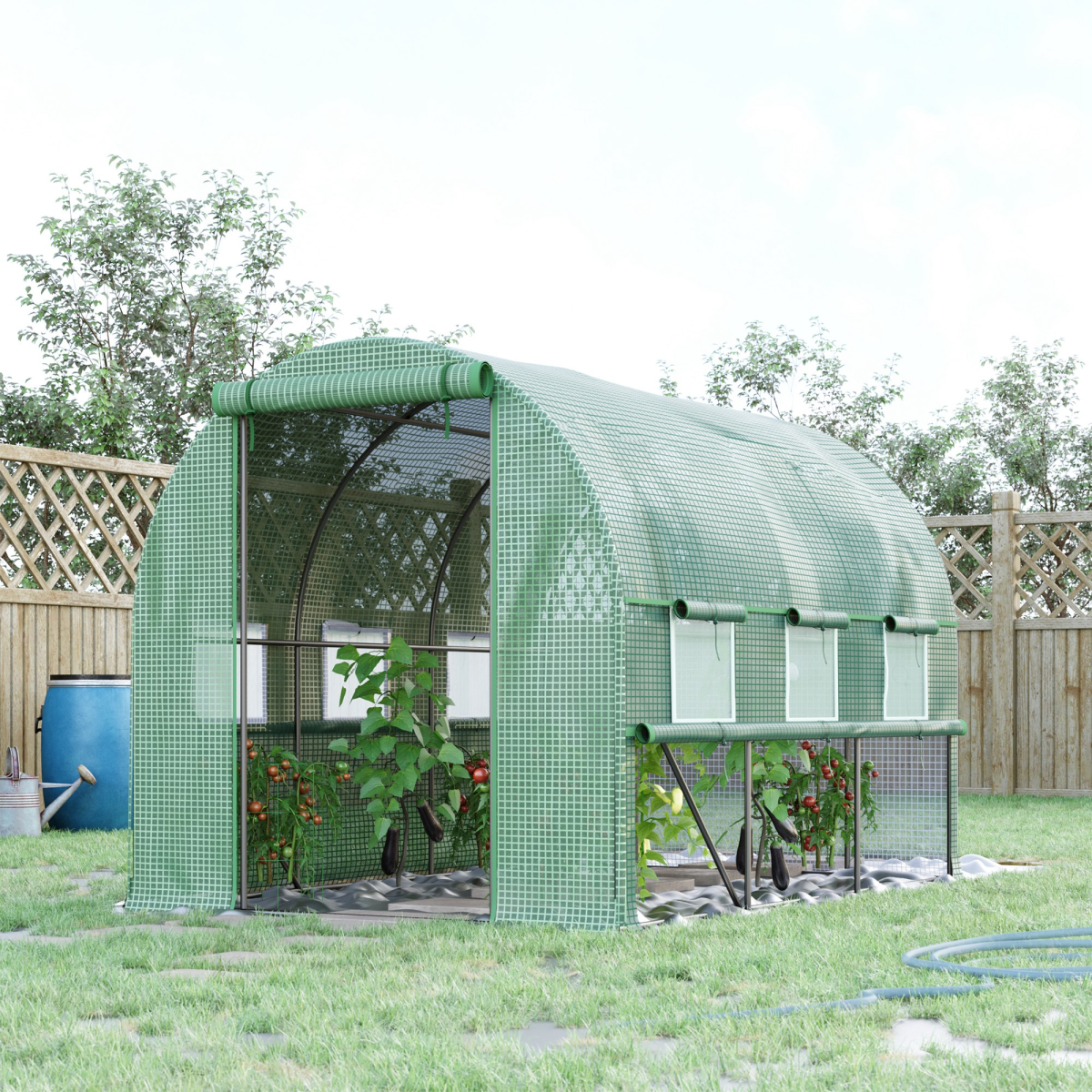 Large Outside Garden Plant Greenhouse Hot House w/ Zipped Doors Green