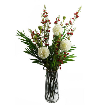 75cm Artificial Dahlia PomPom Flowers Cream