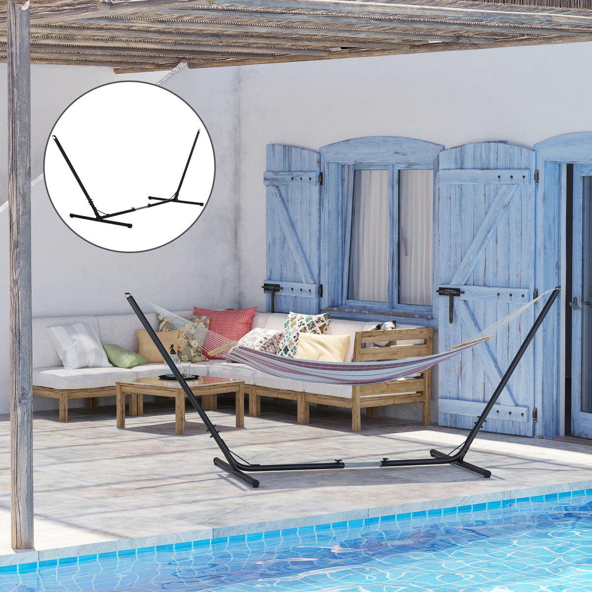 12ft/3.8m Hammock Stand Adjustable Universal Fit Garden Camping Picnic