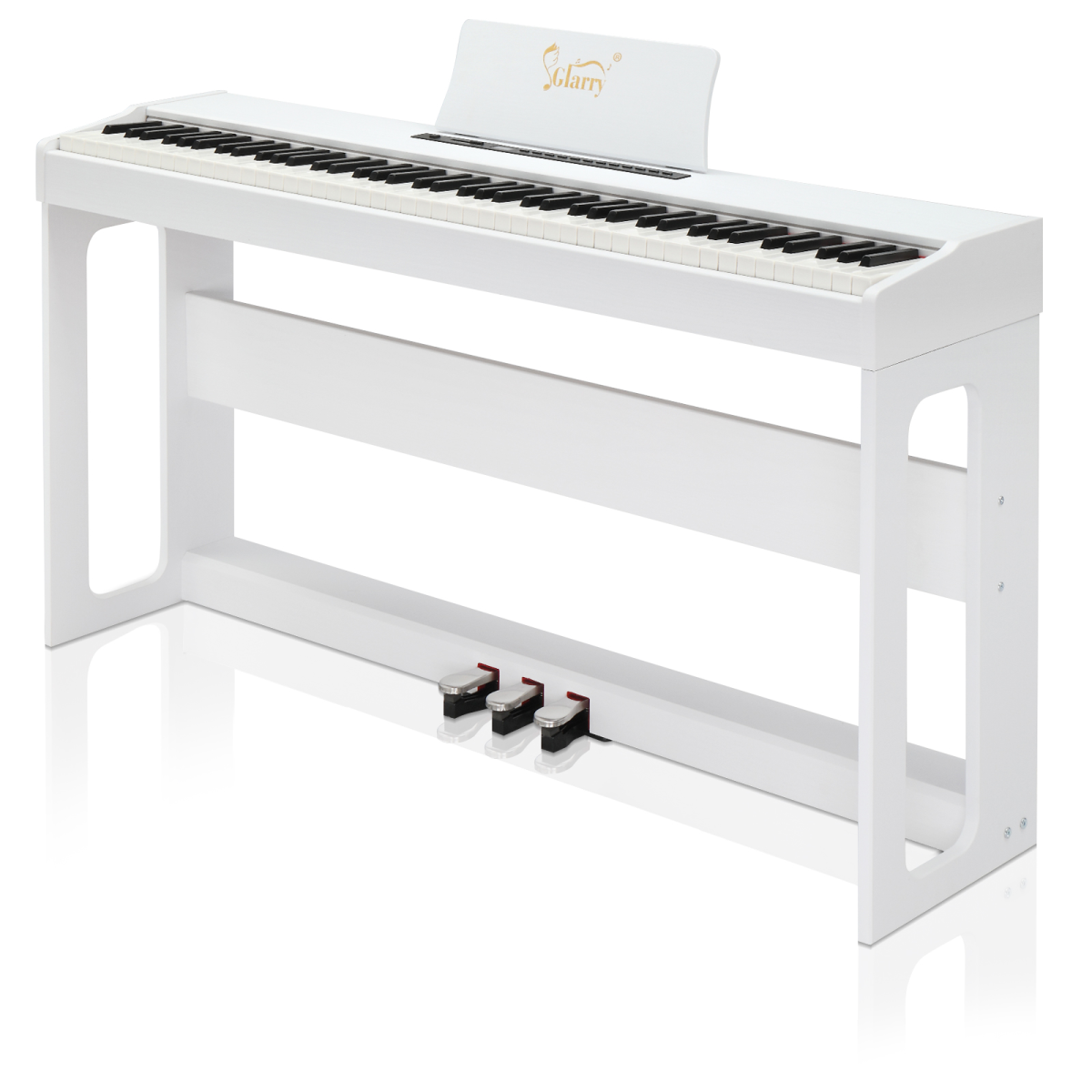 Glarry GDP-104 88 Keys Full Weighted Keyboards Digital Piano with Furniture Stand, Power Adapter, Triple Pedals, Headphone, for All Experience Levels White