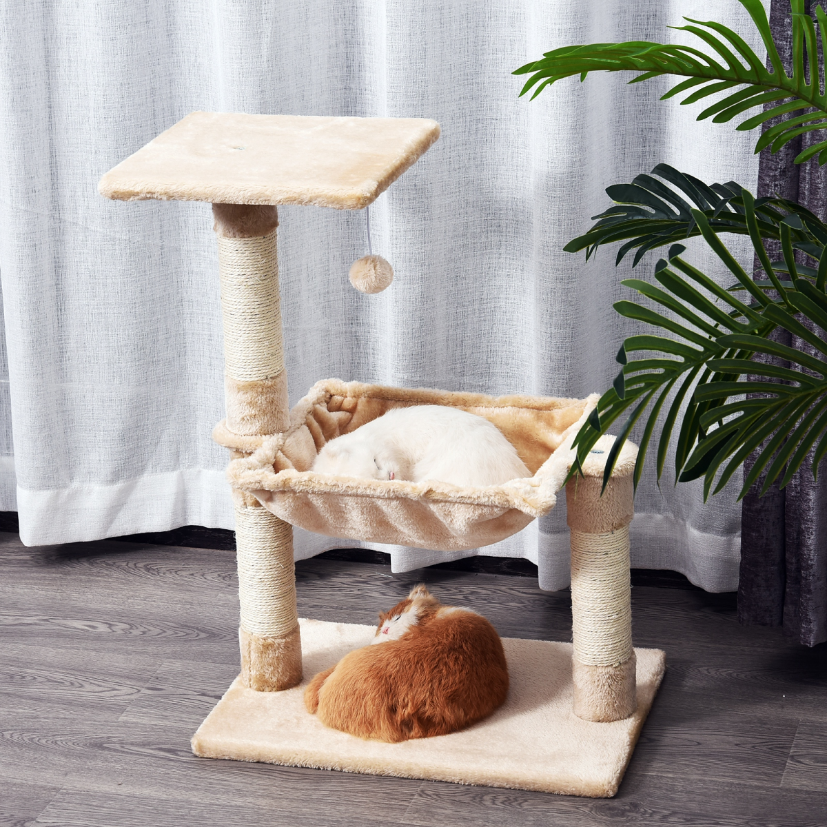 Cat Activity Tree Kitten Play Tower Palace Two-Tier w/ Sisal Scratching Post