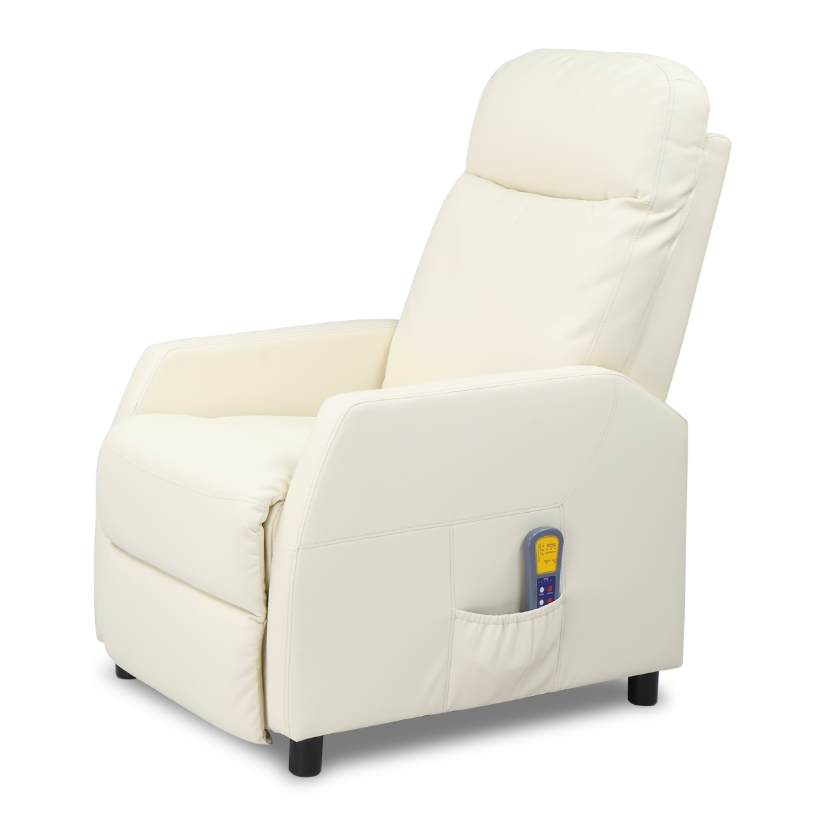PU With 6-Point Massage Heating Function Recliner Cream White