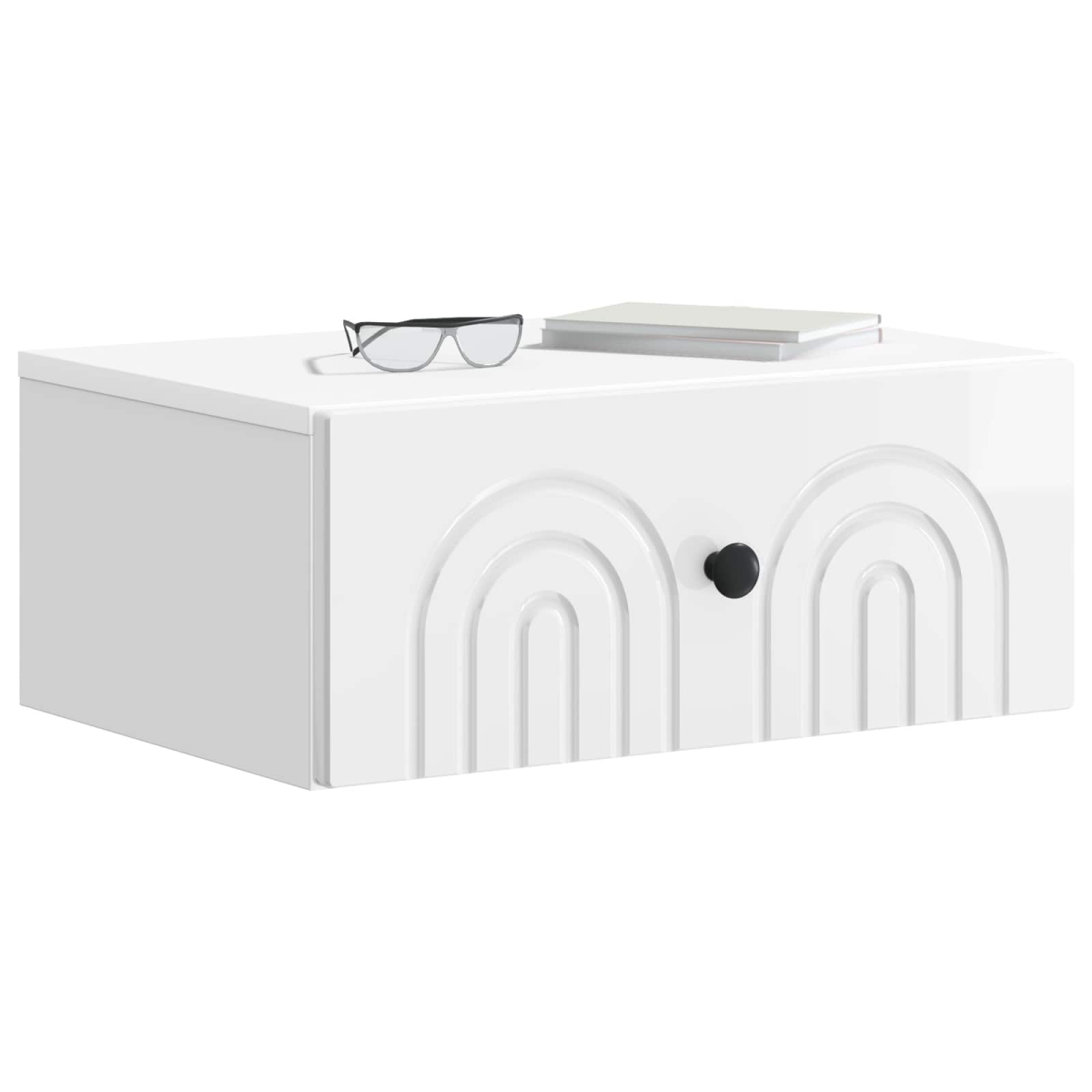 vidaXL Wall-Mounted Bedside Cabinet High Gloss White 49 x 34.5 x 20 cm