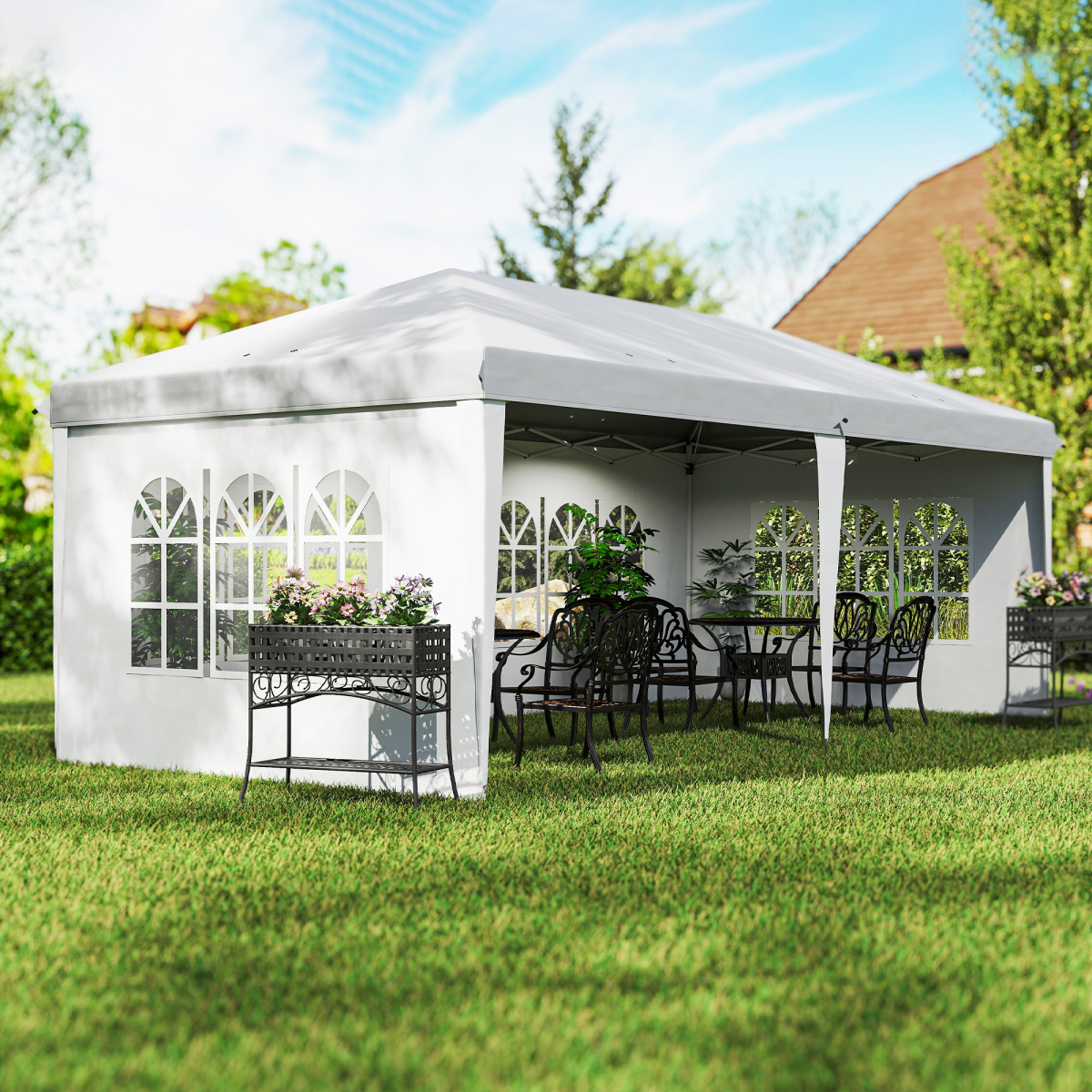3 x 6m Heavy Duty Gazebo Marquee Party Tent with Storage Bag White