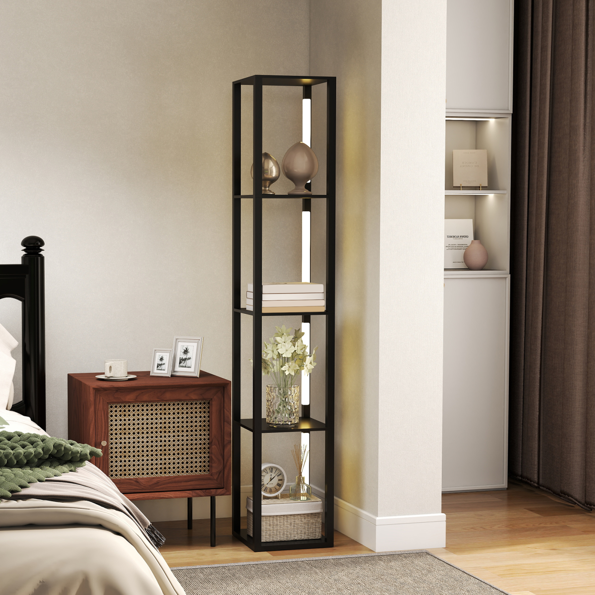 HOMCOM Floor Lamp for Living Room, Standing Lamp with Foot Switch, Black