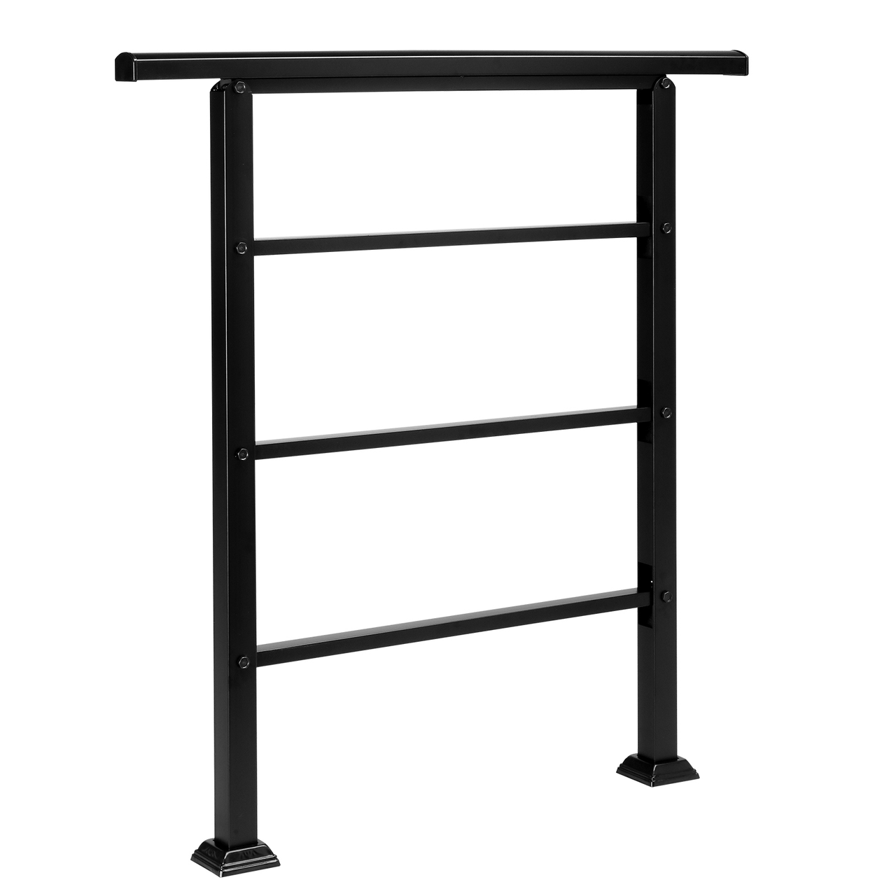 [Same Code：66442124  66442124]Handrails for Outdoor Steps, Wrought Iron Handrail Fits 1 or 3 Steps, Transitional Handrail with Installation Kit, Black