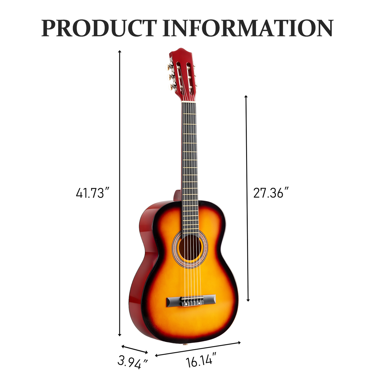 39 Inch Basswood Classical Folk Guitar Sunset Color