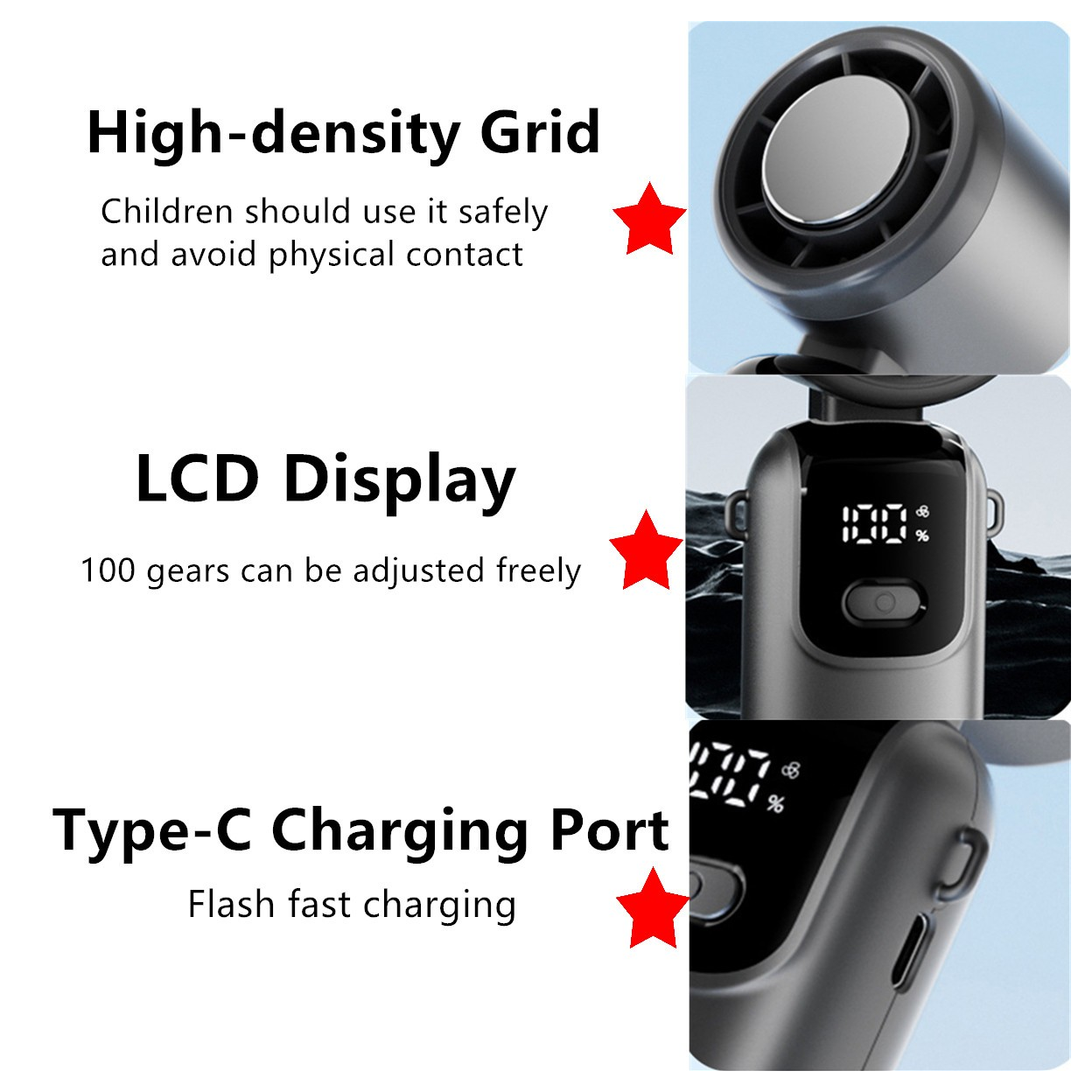 Portable Handheld Mini Turbo Fan In/Outdoor USB Rechargeable Ice Cooling Fans w/LED Display Fan (US Logistics only For USPS.TK/TMEU only For self-pickup)