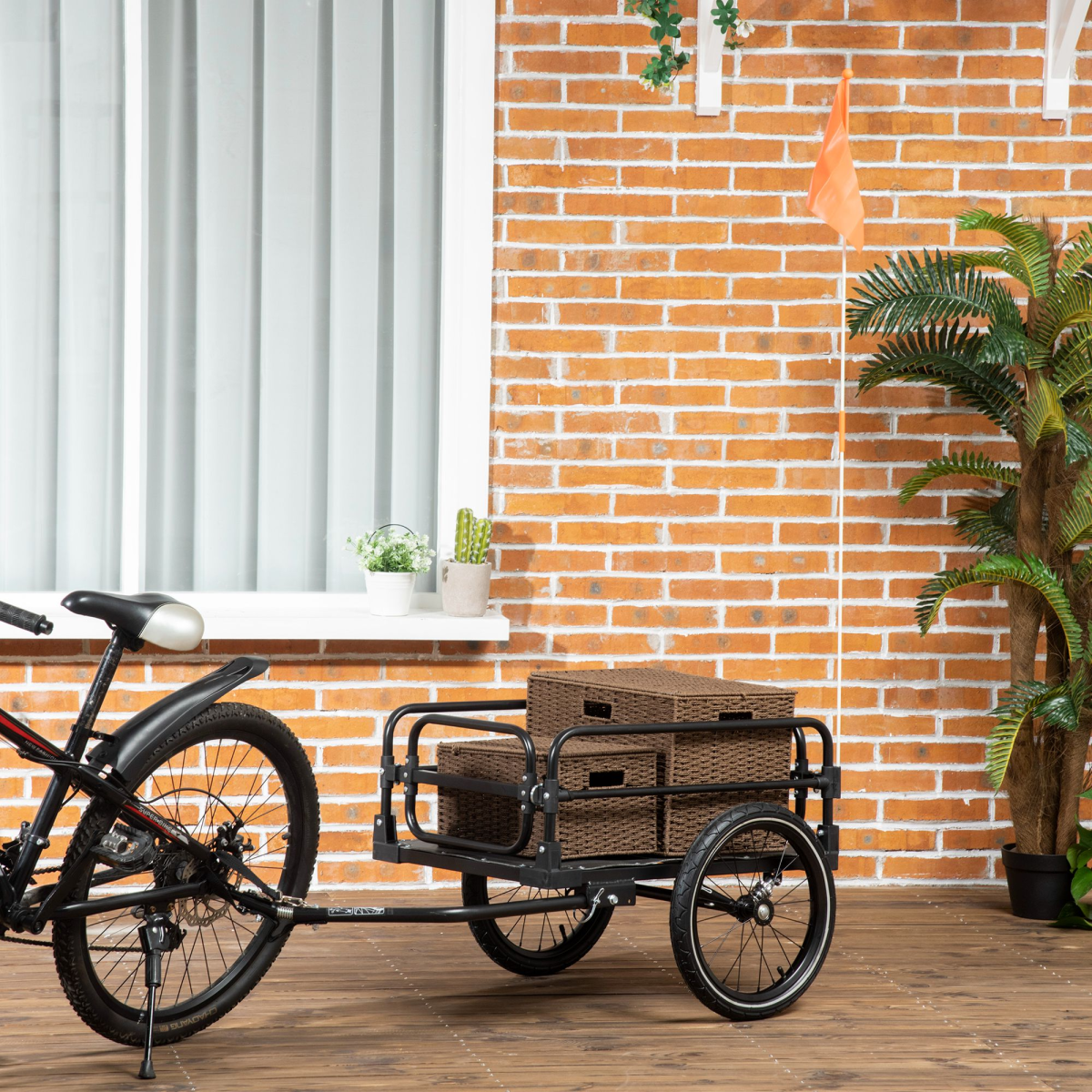 HOMCOM Bike Trailer Wagon Bicycle Cargo Trailer with Suspension, 2 Wheels, Black