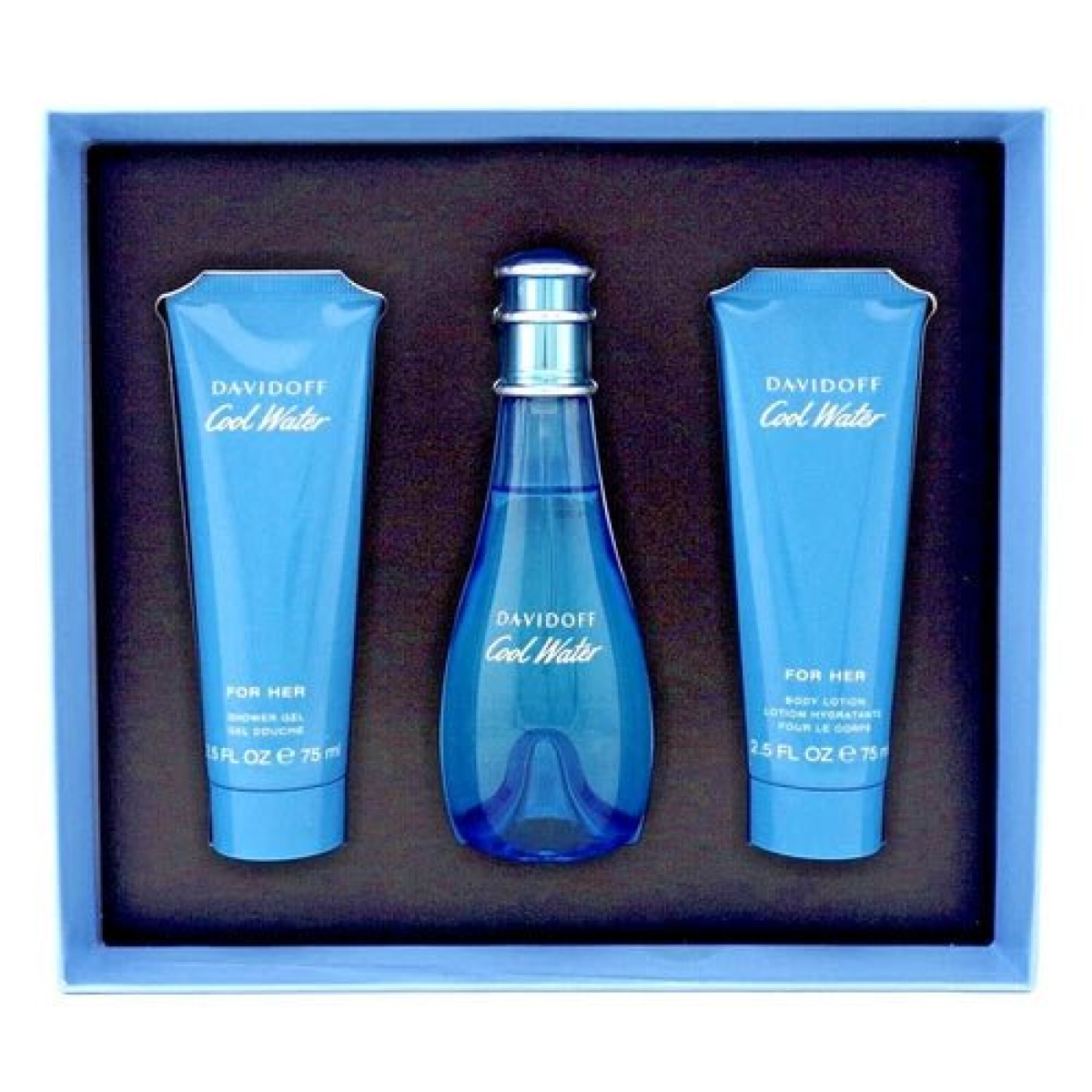 Davidoff Cool Water Gift Set (Eau De Toilette 100ml  Body Lotion 75ml  Shower Gel 75ml)