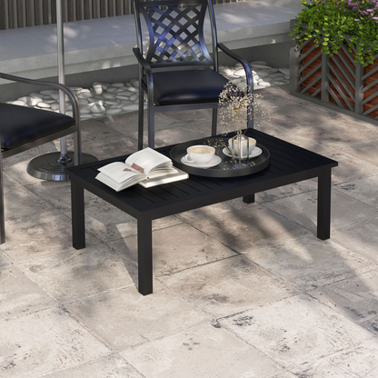 Outsunny Aluminium Outdoor Coffee Table Patio Table, Black