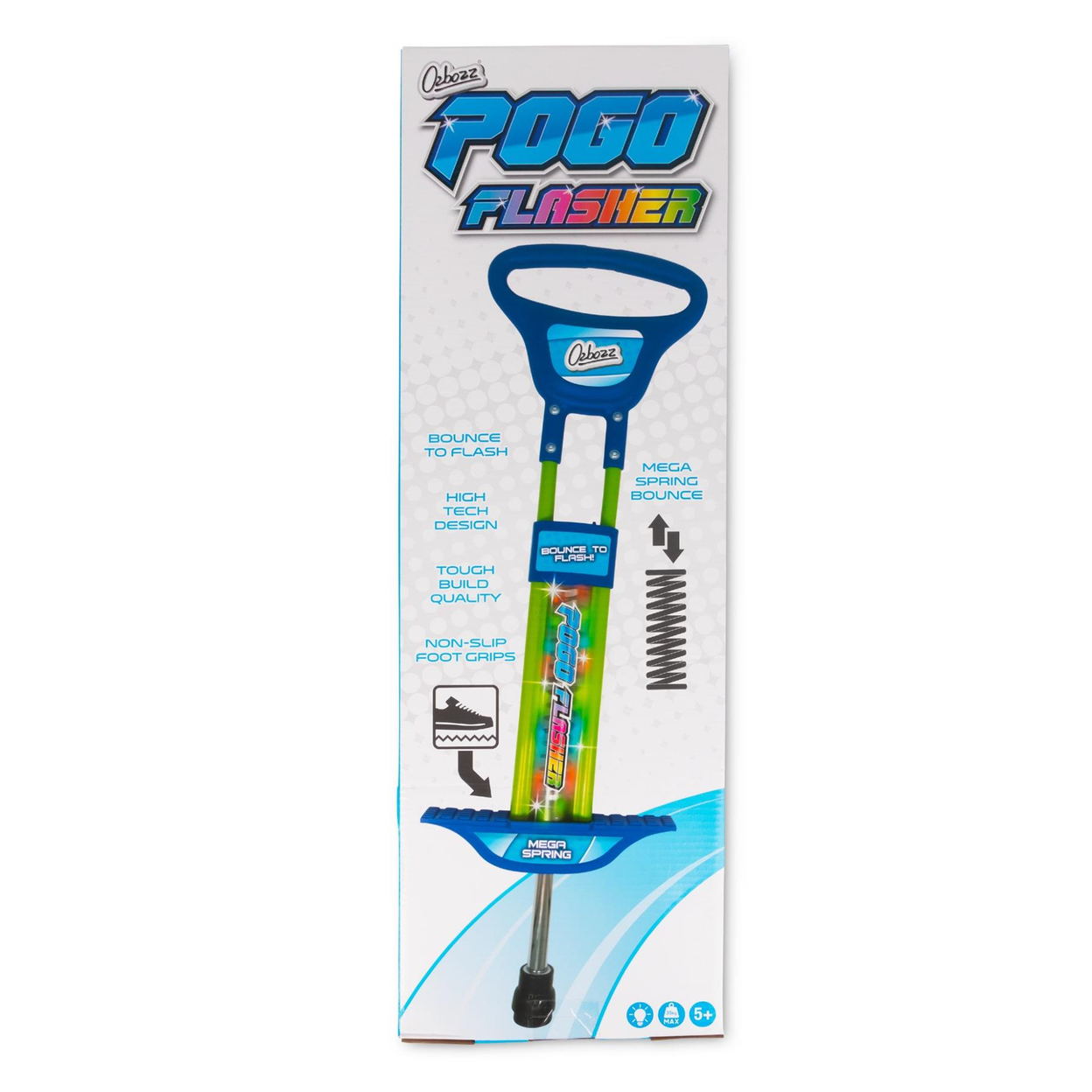 Pogo Stick - Ozbozz Go Light Up Spring powered 89cm Blue Outdoor Garden Game for Boys Girls
