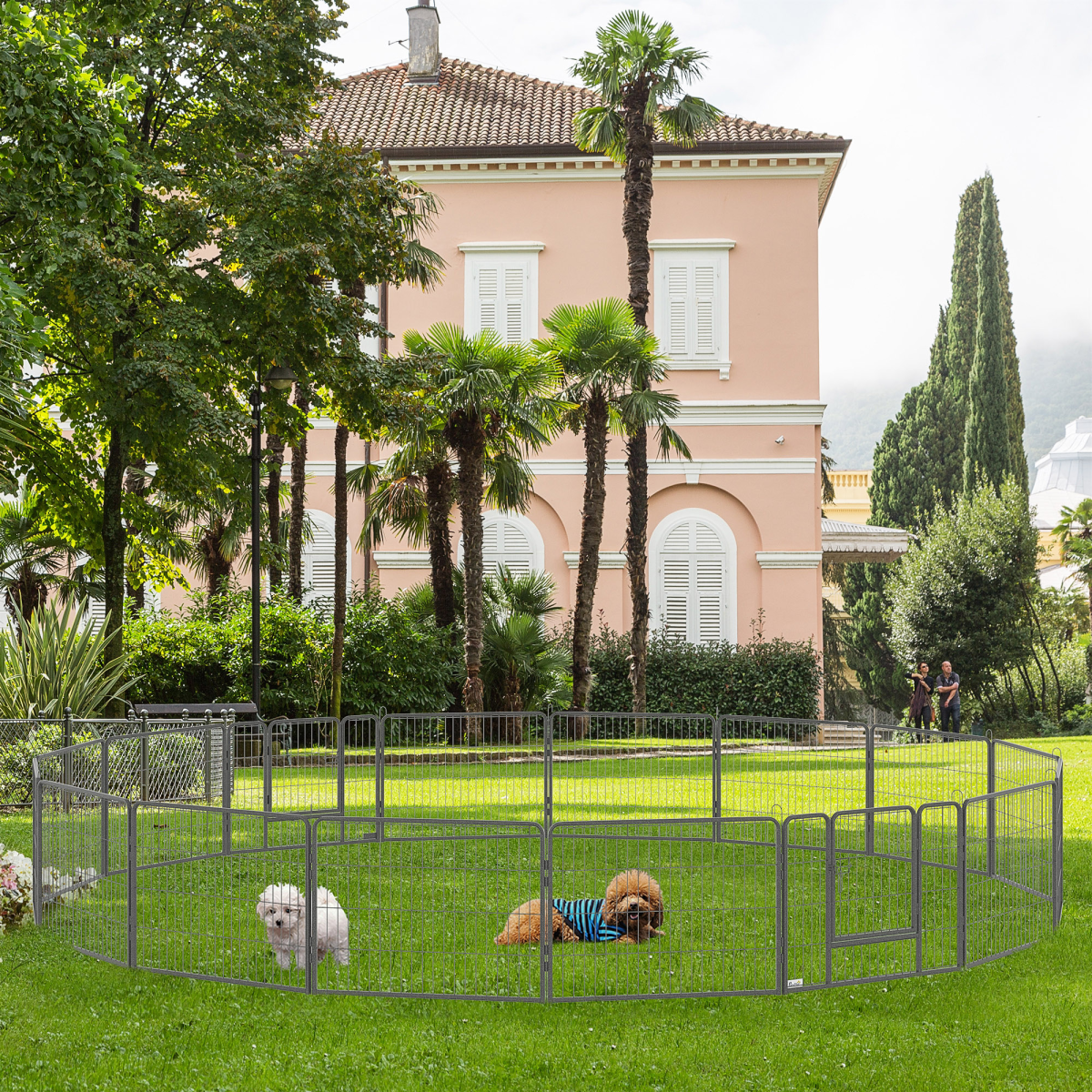 Heavy Duty Dog Pen with 2 Doors, 16 Panels Dog Playpen Puppy Pen, 60H cm