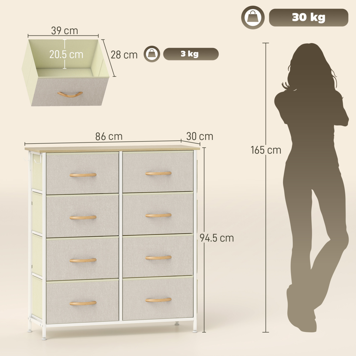 Wood Storage Chest of Drawers