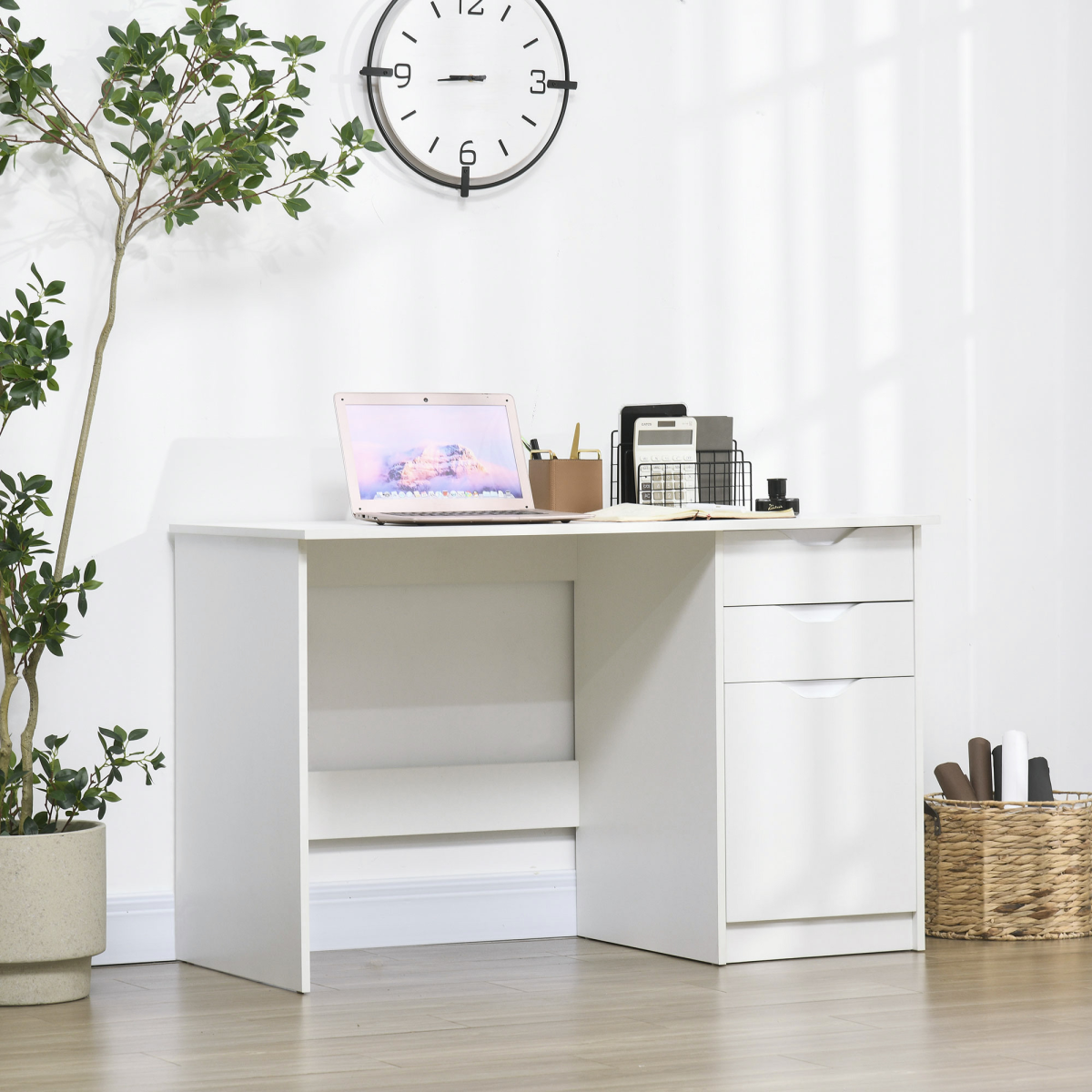 Computer ,Workstation White w/ Drawers Home Office