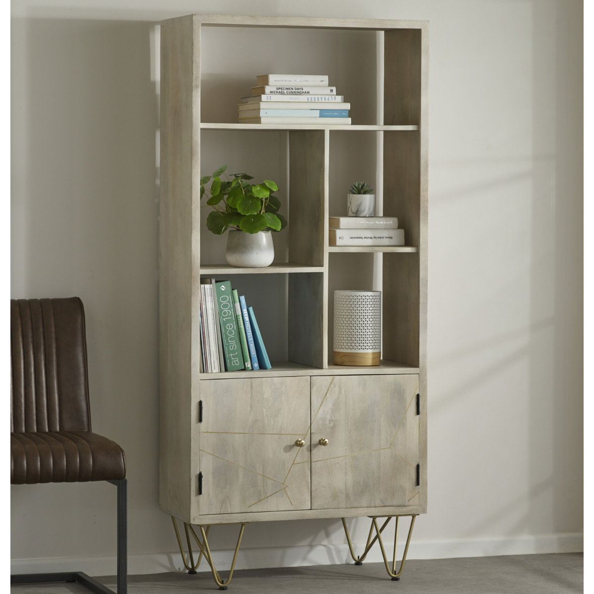 Light Gold Large Bookcase 2 Door