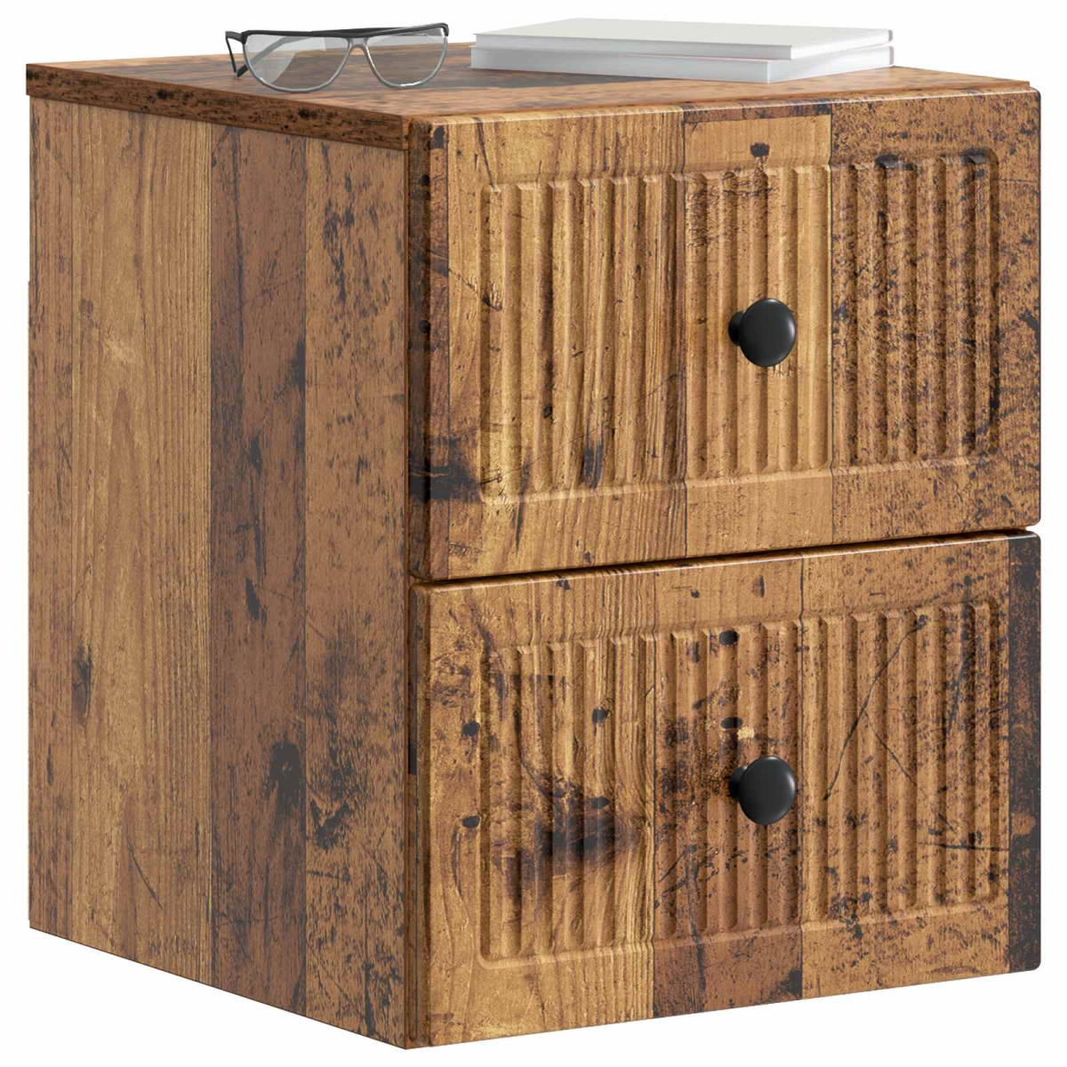 vidaXL Wall-Mounted Bedside Cabinet Old Wood 33 x 34.5 x 40 cm