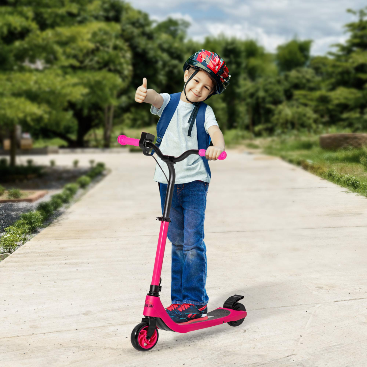 120W Electric Scooter w/ Battery Level Display, Rear Break - Pink HOMCOM