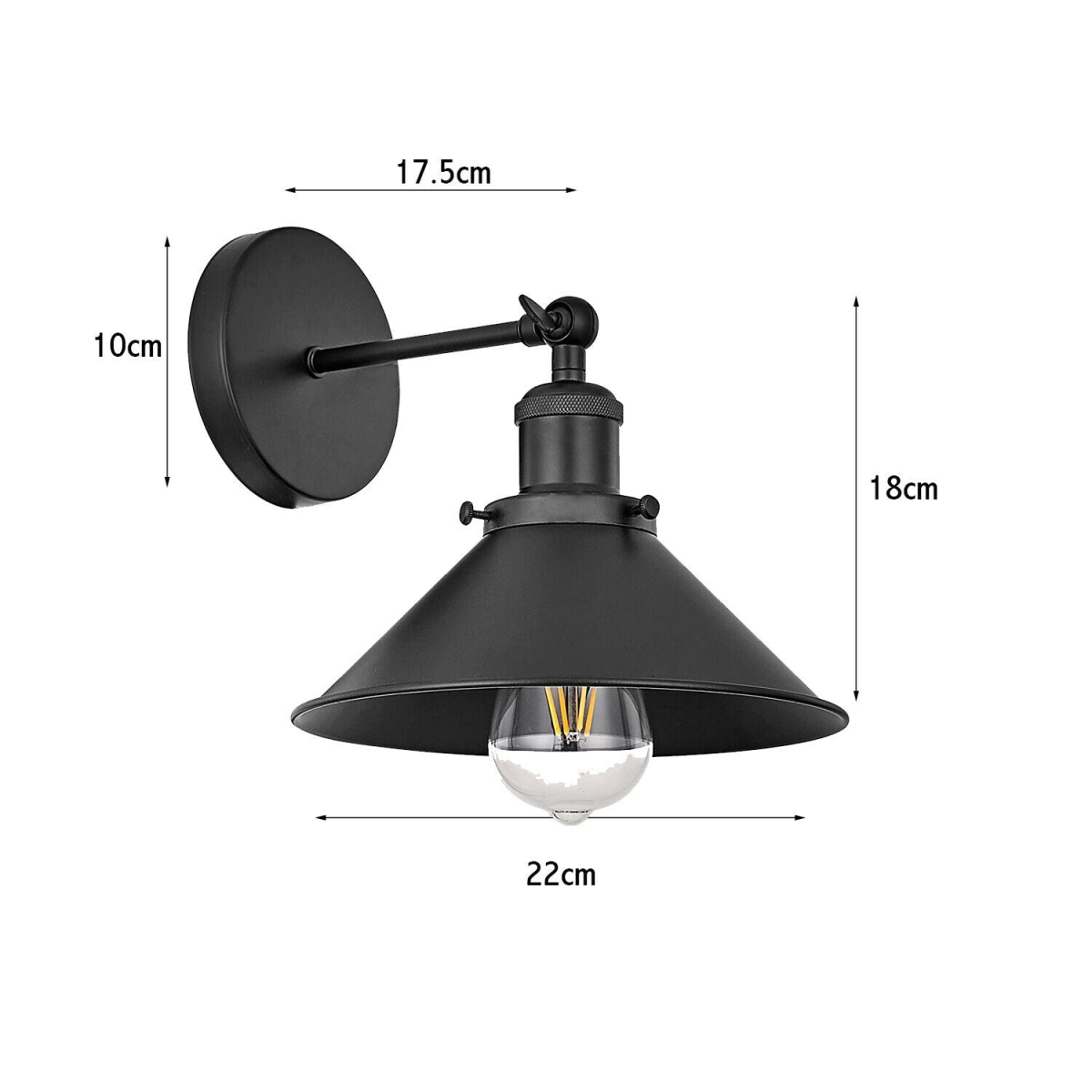 Wall Sconce Black Cone Shape Shade ~1502