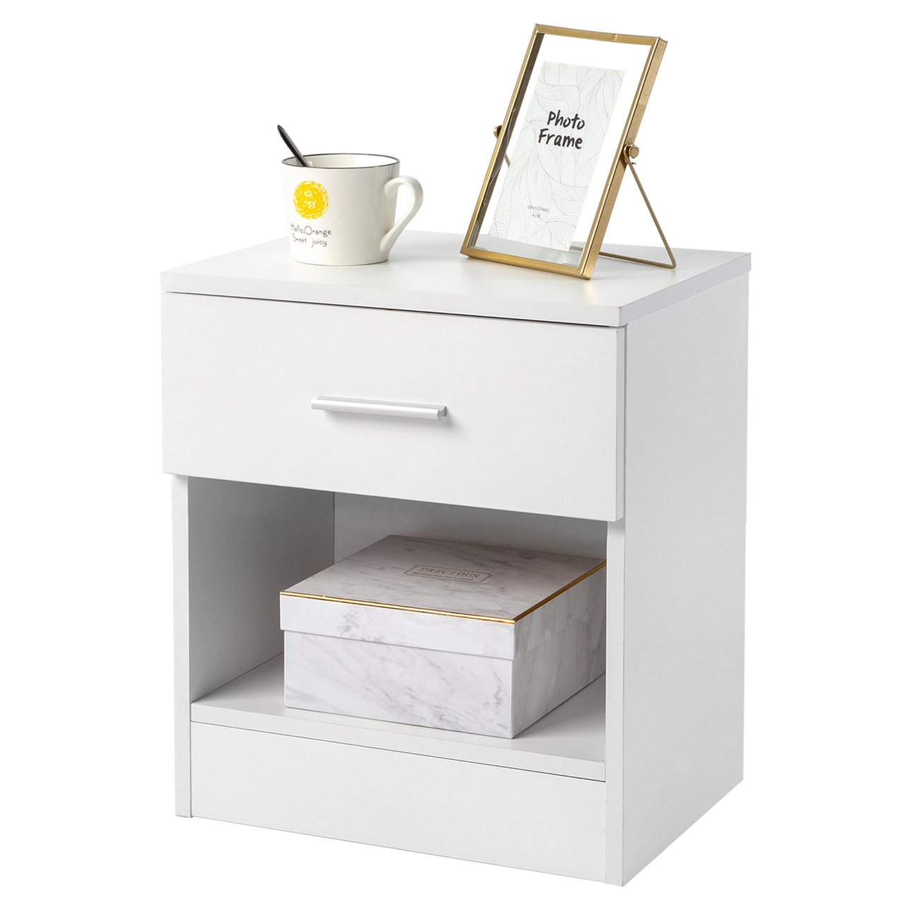 2-Tier Nightstand Bedside Cabinet End Table for Bedroom Home Office White