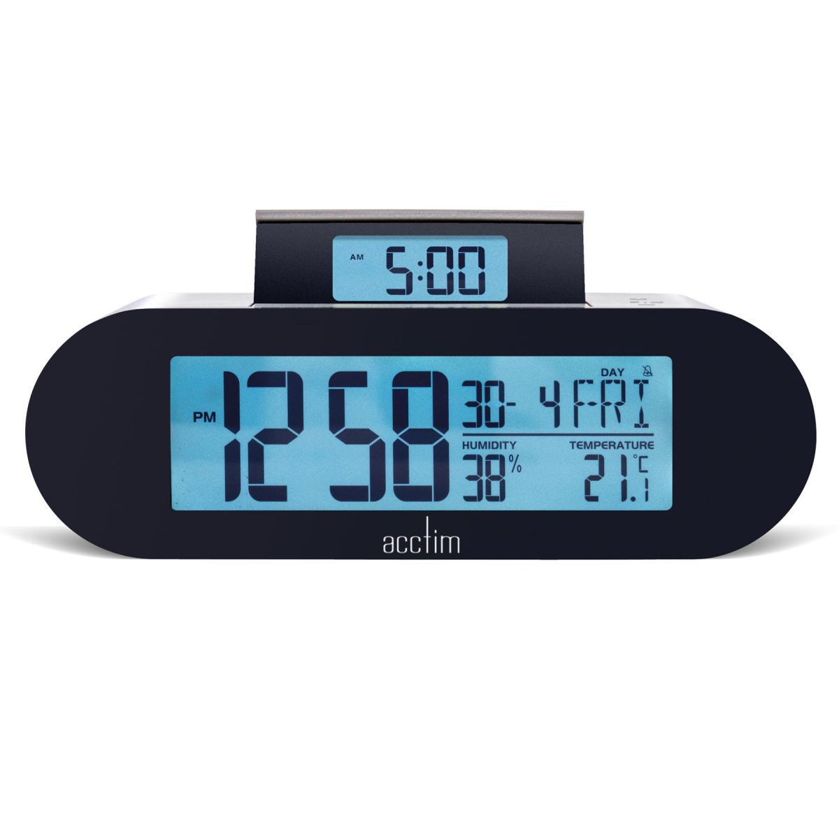Acctim Kian Reverse Digital Pop Up Alarm Clock Matt Grey 16109