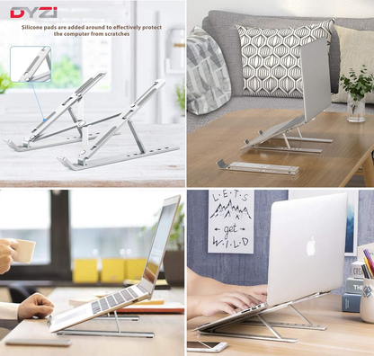 DYZI Laptop Stand-Ventilated Aluminium Laptop Holder for Macbook,Notebook,iPad-Adjustable Lightweight Cooling Stand compatible with Dell XPS,HP,Samsung,Lenovo, 10-15.6" Laptop or Tablet
