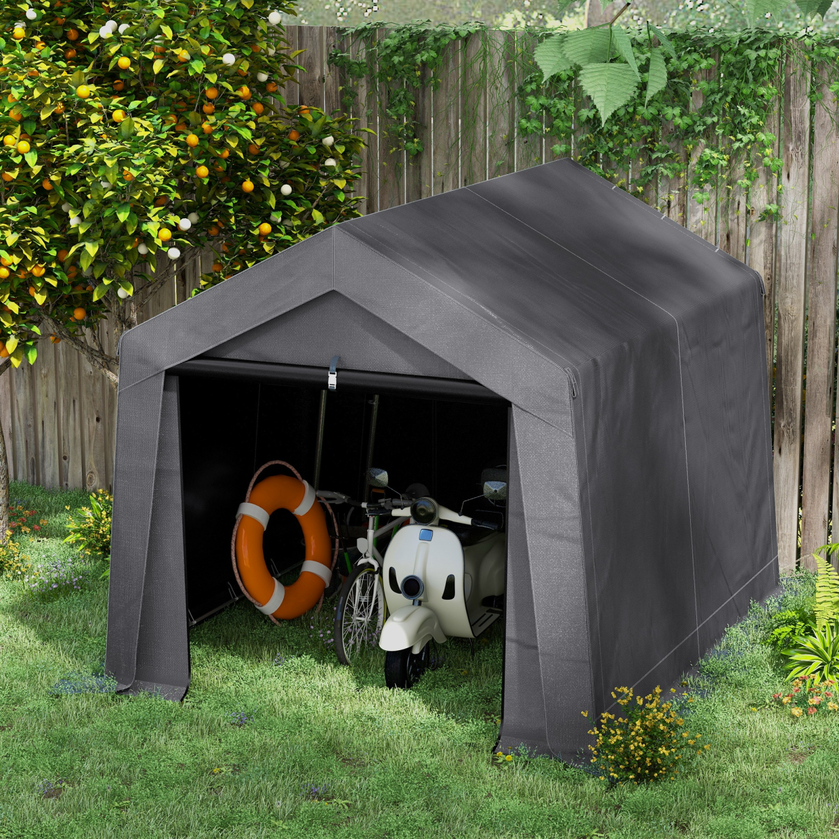 Outsunny 3 x 3(m) Garden Storage Shed, Waterproof and Heavy Duty Portable Shed