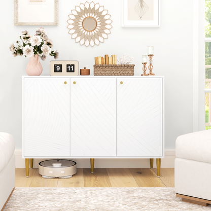 Elegant White Sideboard with Adjustable Shelves & Multi-Use Storage Cabinet