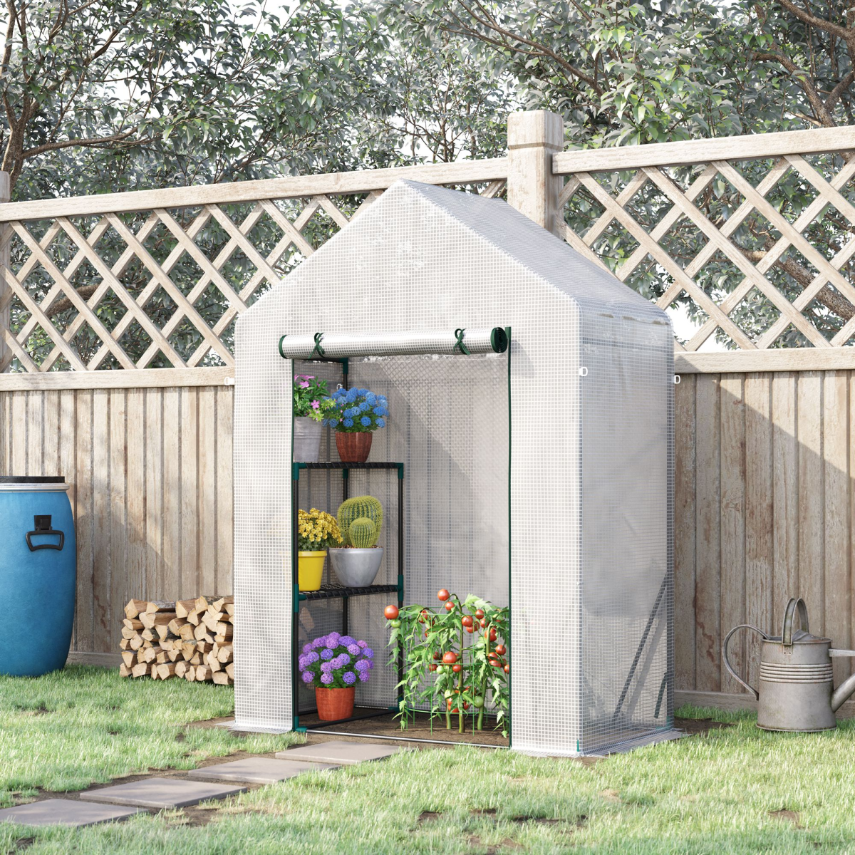 Greenhouse for Outdoor, Portable Gardening Plant Grow House w/ Shelf Outsunny