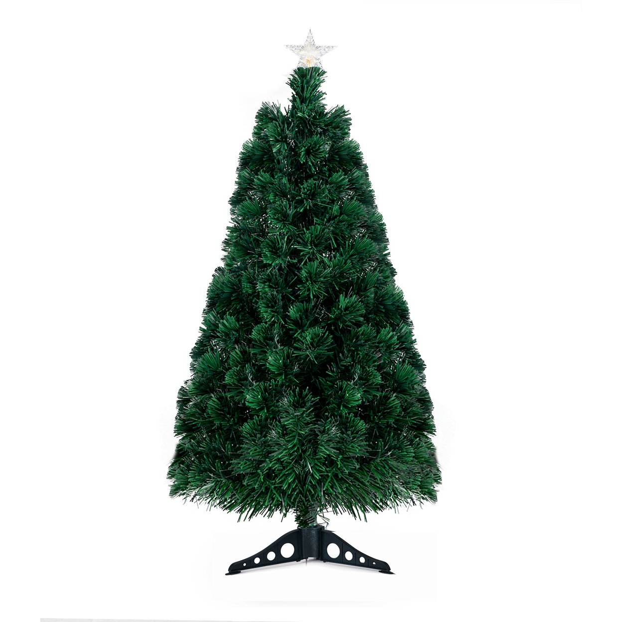 FCH 3ft Top With Stars Plastic Base PVC Material Optical Fiber Colorful And Color-Changing 85 Branches Christmas Tree White