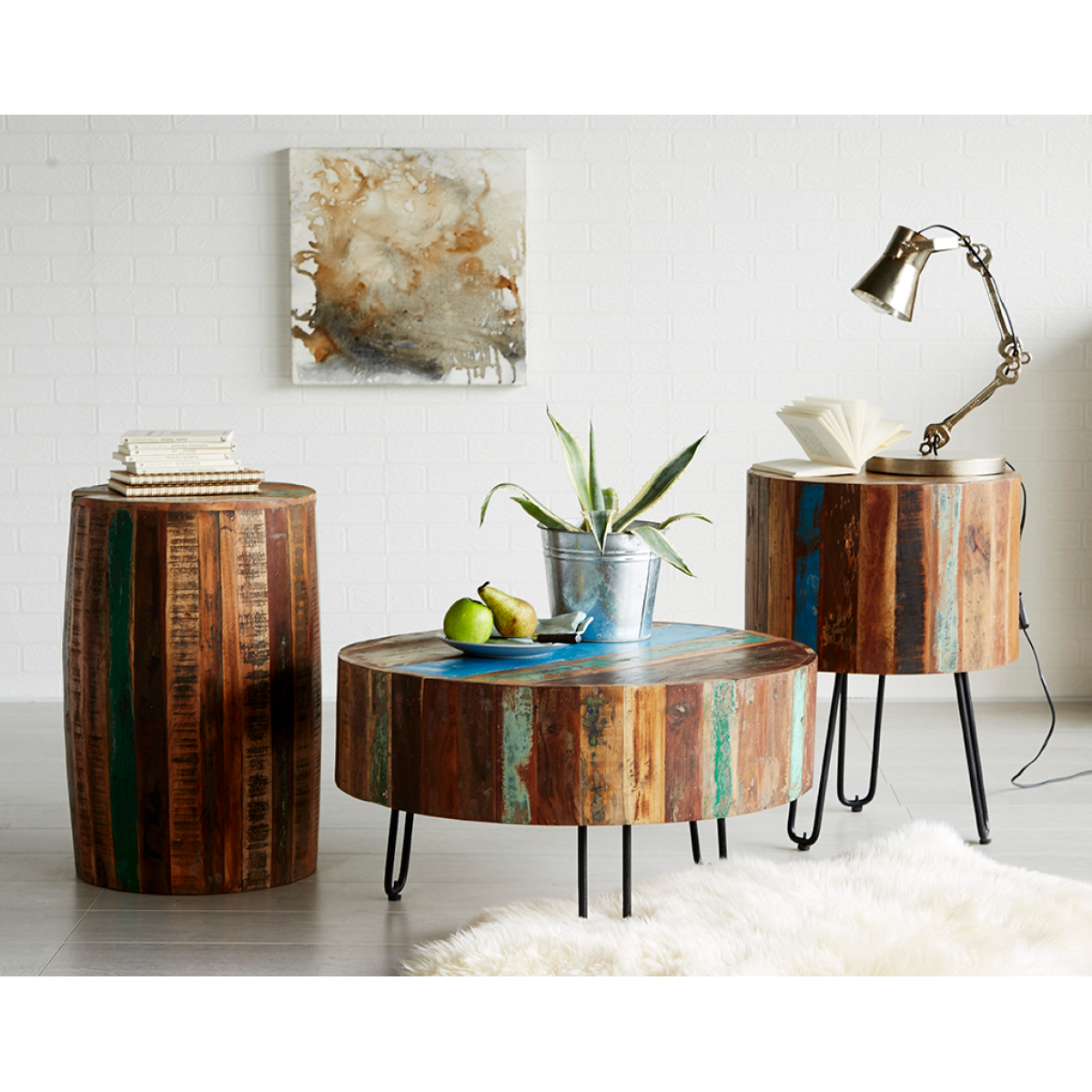 Coastal Drum Side Table