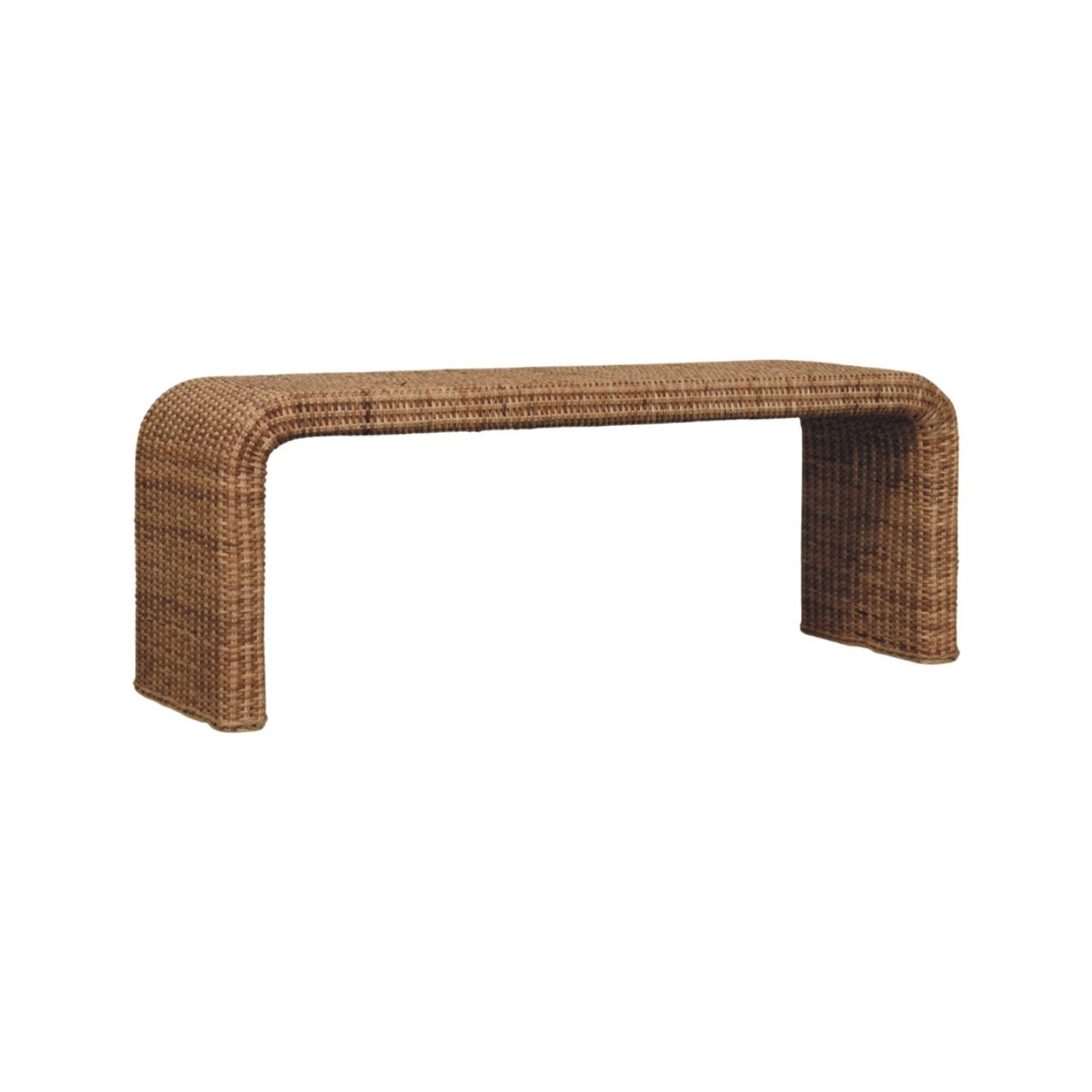 Artisan Furniture Solid Wood Rattan Weave Bench, Beige