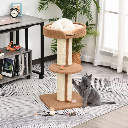 91cm Cat Tree Kitten Activity Center Tower Scratching Post Lamb Cashmere Perch