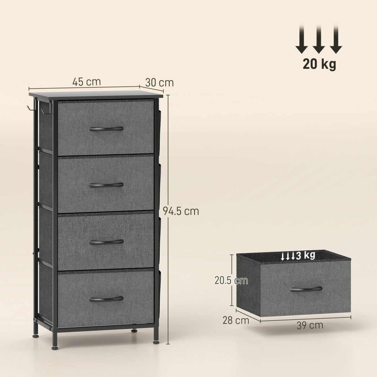 Wood Storage Chest of Drawers